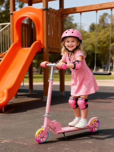 Vista 4 de Scooter for Kids Ages 3+, Kids Kick Scooter with Led Light Up, Girly Pink Scooter with 3 Levels Adjustable, Lightweight Foldable Scooter for