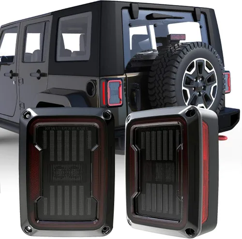 Luces traseras LED compatibles con 2007-2017 Jeep Wrangler JK, luz de freno de marcha atrás, luces traseras de respaldo, lámparas de marcha diurna,