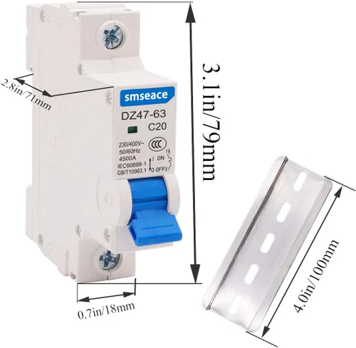 Vista 3 de smseace Disyuntor miniatura de baja tensión AC 6A 230/400V, 1 poste AC desconexión interruptor C6 montaje en carril DIN utilizado para proteger