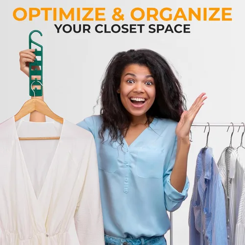 Vista 5 de CraftyCrocodile Perchas que ahorran espacio para ropa, paquete de 2, plástico resistente, ahorro de espacio para camisas, pantalones, jeans