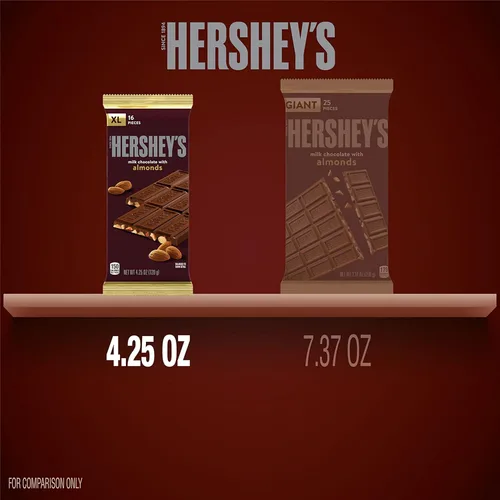 Vista 7 de HERSHEY'S Chocolate con leche con almendras XL, barras de caramelo, 4.25 onzas (12 unidades, 16 piezas)