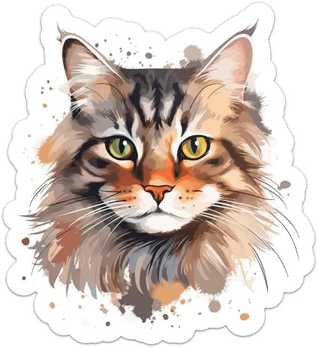 Vista 21 de Generic Pegatina de gato abisinio de acuarela colorida, calcomanía de vinilo impermeable para automóvil, laptop, pared, ventana, botella de agua