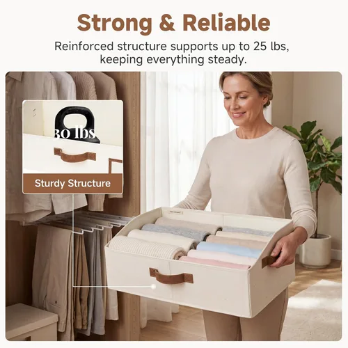 Vista 5 de StorageWorks - Cestas de almacenamiento para armario, caja organizadora trapezoidal para estantes, contenedor de ropa de tela, cestas plegables