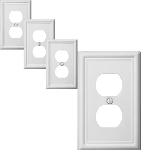 Vista 15 de OKAWYC Cubierta Individual de Interruptor de Luz en Blanco Luca Placa de Pared de Metal, Paquete de 4 Blanco 1 Gang, Cubierta de Interruptor de Luz