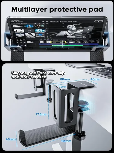 Vista 4 de NODOCA Almacenamiento de Laptop para Escritorio, Soporte Vertical de Laptop para Escritorio, Soporte Vertical de MacBook, con Soporte