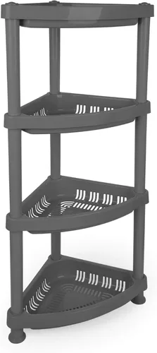 Vista 5 de Mintra Home Estantes de almacenamiento de plástico ligeros - Estanterías, almacenamiento (negro, estante rectangular) - 18.5 pulgadas de ancho x
