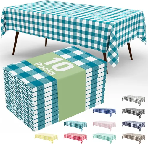 Vista 74 de misaya Paquete de 4 manteles desechables de búfalo, mantel de plástico impermeable de 54 x 72 pulgadas, manteles rectangulares a cuadros caqui