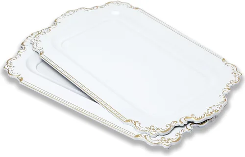 Vista 10 de Bandeja decorativa redonda dorada con asas, elegante bandeja de servir de 13" para mesa de café, estilo otomano, para sala de estar, baño