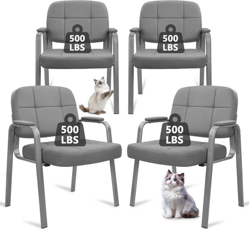 Vista 9 de CLATINA Big & Tall - Silla de invitados para sala de espera de 500 libras, silla de recepción de oficina de cuero sin ruedas con brazos acolchados