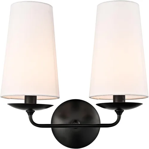 Vista 7 de Moose Apliques de Pared Modernos Dorados de 2 Luces Cableados Aplique Doble de Latón con Pantalla de Tela para Dormitorio, Chimenea, Escalera, Baño