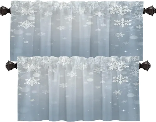 Vista 39 de Shrahala Abstract Colorful Tier Curtains for Kitchen Windows, Modern Ative Cafe Curtain Multilayer Polyester Blackout Half Valances for Windows 2