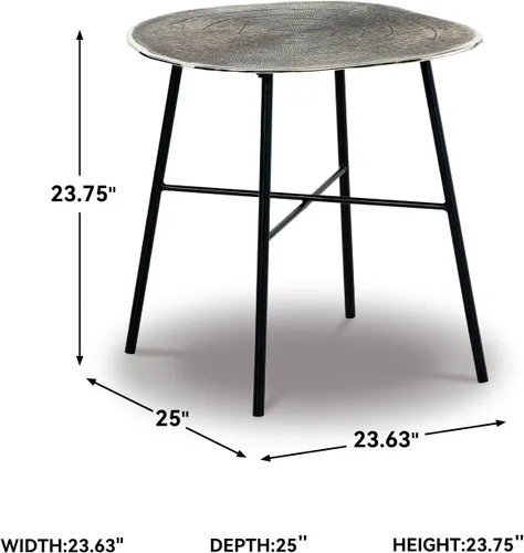 Vista 3 de Signature Design by Ashley Laverford - Mesa auxiliar contemporánea, Chome y negro