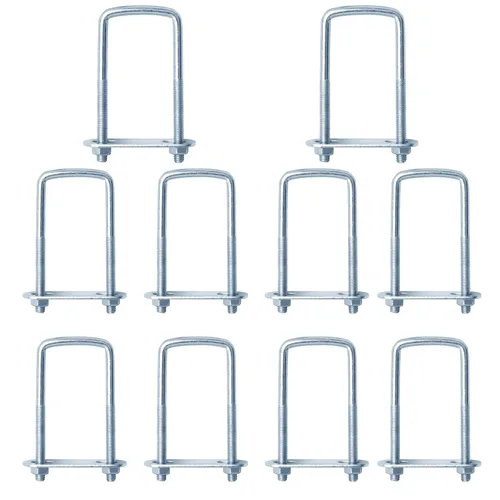 Vista 7 de 10 piezas de pernos en U cuadrados de 3 pulgadas de ancho para remolque, M8 x 3-1/8" x 3-1/2", acero electrogalvanizado