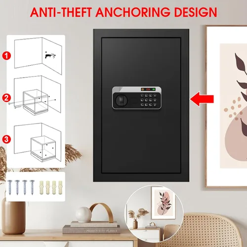 Vista 9 de 5.2 Cuft Large Fireproof Safe, Security Home Safes Water and Fireproof with Digital Keypad, Removable Shelves and Alarm System, Anti-theft Safes for