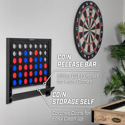 Vista 4 de GoSports Gigante de Pared 4 en Línea - Jumbo Cuatro en Línea con Fichas - Negro