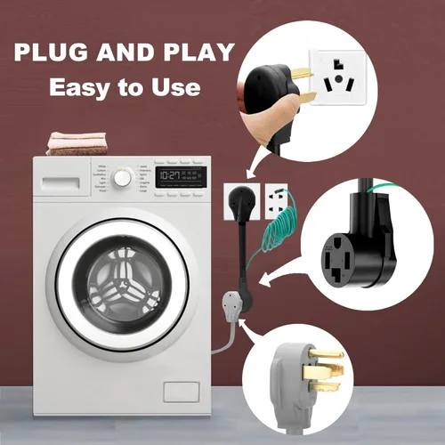 Vista 6 de CircleCord - Adaptador para secadora de 4 puntas a 3 puntas, de 4P más nuevo a 3P más antiguo, cable de conversión NEMA 10-30P a receptáculo 14-30R