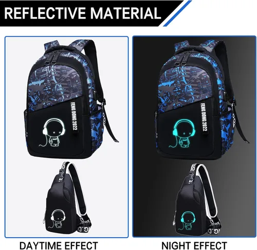 Vista 2 de Mochila para niños, mochila para laptop de 15.6 pulgadas con puerto de carga USB, bolsa de libros para la escuela