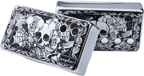 Vista 2 de Guyker Funda para pastilla Humbucker (espaciado de polos de 50mm/52mm) – Juego de piezas de repuesto para puente de cuproníquel y marco de pastillas