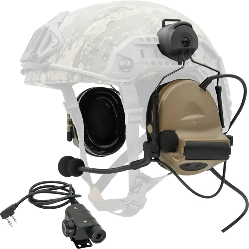 Vista 10 de COMTA 2 - Auriculares tácticos tipo casco con U94 PTT de 2 pines, auriculares con cancelación de ruido, para tiro de caza de airsoft