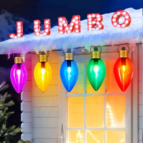 Vista 6 de Brightown Luces de Cadena Navideñas LED Súper Jumbo de 11 Pies con 5 LED, Decoraciones de Navidad para Exteriores - Luces Colgantes Jumbo C9