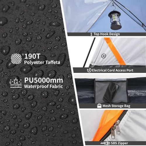 Vista 5 de EchoSmile 2/4 Person Camping Tent, Lightweight Dome Family Tent with Rainfly, Easy Setup, Waterproof & Windproof Outdoor Shelter for Group Hiking