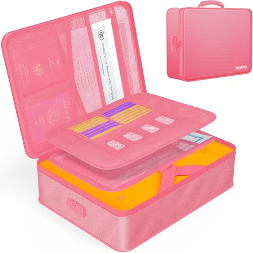 Vista 11 de Noiposi Organizador de Documentos con Aislamiento Térmico de 5200℉, Caja de Documentos Impermeable e Ignífuga con Cerradura, Caja de Almacenamiento