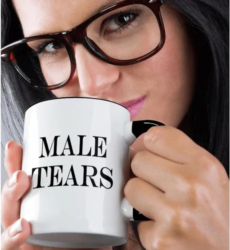 Vista 2 de 3dRose Male Tears - Taza de dos tonos, 1 unidad (paquete de 1), color negro