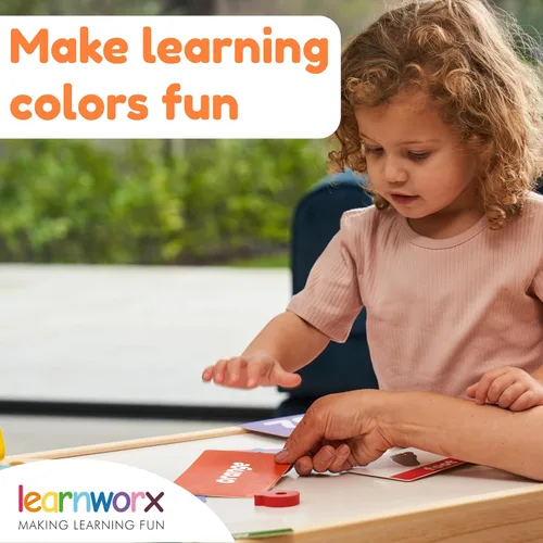 Vista 3 de Tarjetas de colores para niños pequeños – 44 tarjetas flash para ayudar a aprender colores y palabras – Tarjetas gruesas de aprendizaje – Incluye