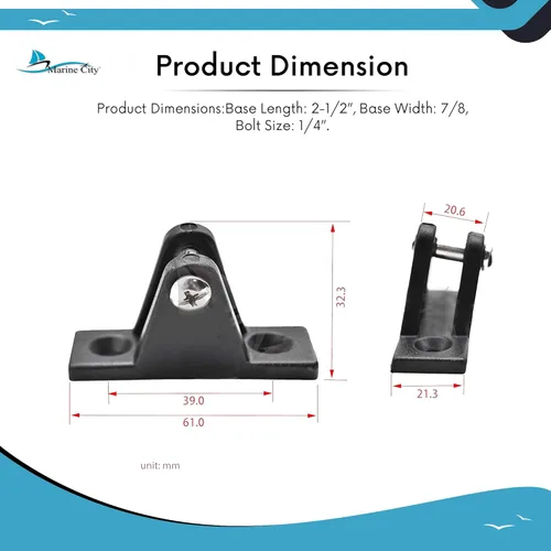 Vista 5 de MARINE CITY Bimini Top Deck Hinges –Corrosion & Water-Resistant, Ideal for Boats, Yachts, Ships, RVs