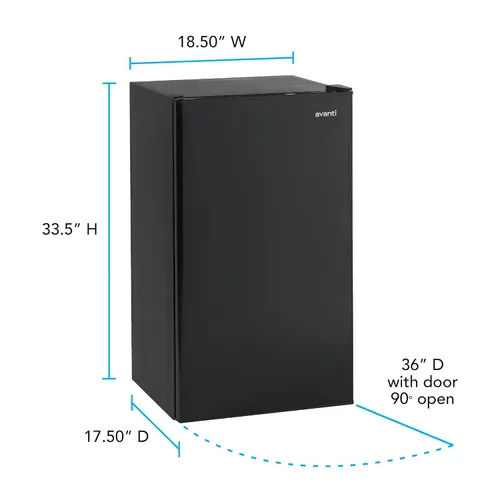 Vista 8 de Avanti Mini refrigerador compacto de 3.3 pies cúbicos con temperatura ajustable, estantes extraíbles, compartimento enfriador con diseño