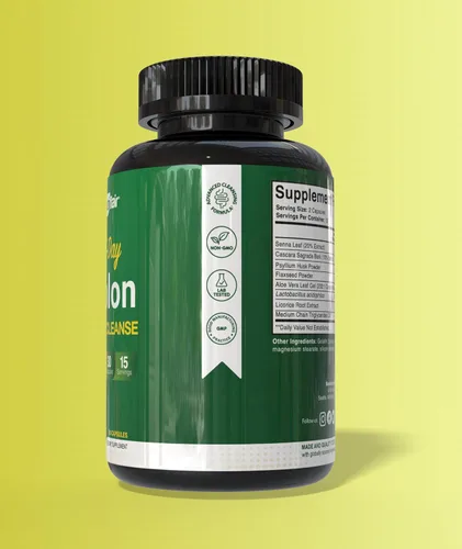 Vista 4 de NutriFlair Limpieza de colon – Desintoxicación intestinal avanzada de 15 días con cáscara sagrada, hoja de senna, cáscara de psyllium y probióticos