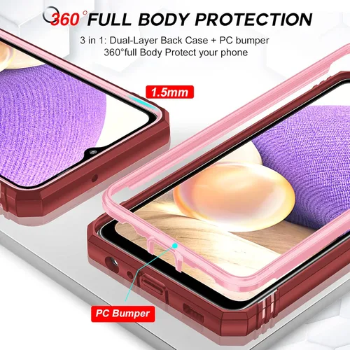 Vista 5 de LeYi Funda para Samsung Galaxy A32 5G A32 5G con cubierta deslizante para cámara + 2 paquetes protector de pantalla de vidrio templado, funda