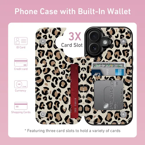 Vista 626 de LETO para iPhone 15 Pro Funda tipo cartera - Tapa tipo folio con patada - Diseños de moda - Tarjetero - Funda protectora para mujeres y niñas - 6.1