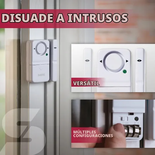 Vista 5 de SABRE Alarma de puerta o ventana con control remoto, alarma de 120 dB, audible hasta 750 pies (754.6 ft), 4 ajustes ajustables, brazo y desarma