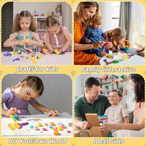 Vista 7 de ARTPAR Arcilla de secado al aire para niños, 102 colores, kit de arcilla mágica de modelado con herramientas de escultura, suave y antiadherente