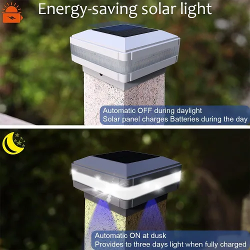 Vista 2 de FVTLED Luces solares para exteriores, luz solar para poste para postes de madera de 4 x 4, 5 x 5, 6 x 6 pulgadas, IP65 impermeable de alto brillo