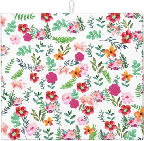 Vista 19 de Pan de comida con cuchara y tenedor tazas de granos de café, alfombrillas de secado de platos con temática de vinatge para encimera de cocina