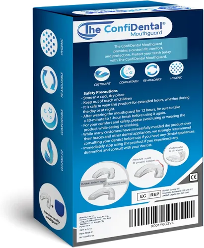 Vista 4 de The ConfiDental - Pack de 3 protectores bucales moldeables para rechinar de dientes, bruxismo, deportivo, blanqueador, incluye 2 protectores