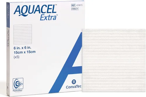 Vista 12 de ConvaTec AQUACEL - Apósito absorbente de hidrofibra extra de 2 x 2 pulgadas para heridas moderadas a altamente exudantes, fibras de fortalecimiento