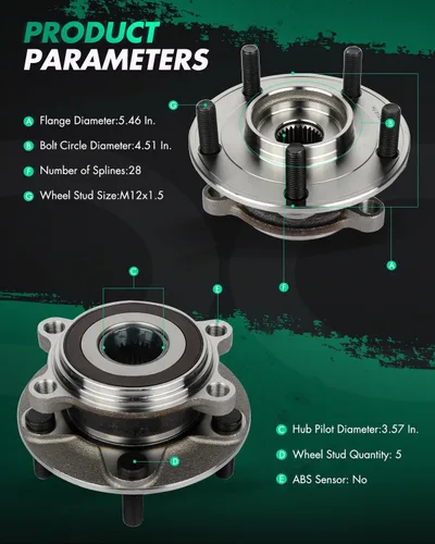 Vista 3 de SCITOO Cojinete de cubo de rueda para Mazda 3 2016-2017 2016-2017 para Mazda CX-3 compatible con OE 513354 delantero 5 pernos 1 almohadilla