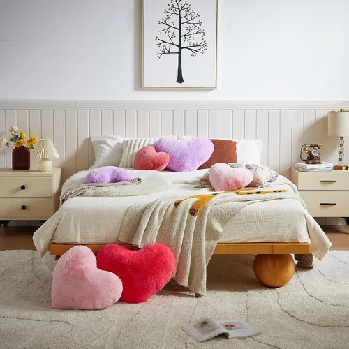 Vista 8 de EastTree Almohadas de Corazón, Almohadas en Forma de Corazón Rosa Pasta de Frijol, Regalos de Almohadas Decorativas de Amor, Almohadas Pequeñas