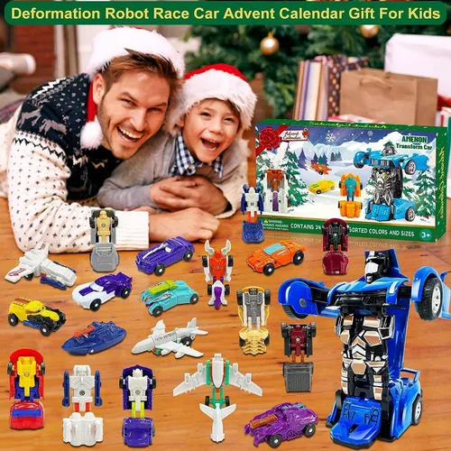 Vista 6 de AMENON 24 piezas de juguetes de robot de coche transformable, calendario de Adviento de Navidad 2025 para niños y niños, calendario de cuenta