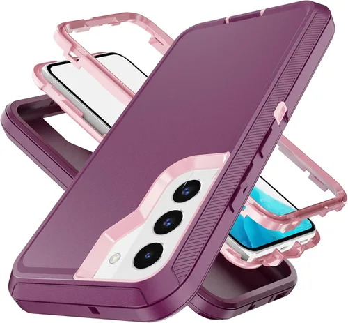Vista 11 de YmhxcY Funda S22, funda para Galaxy S22, funda duradera de 3 capas a prueba de caídas, protección contra caídas, funda de goma sólida mate