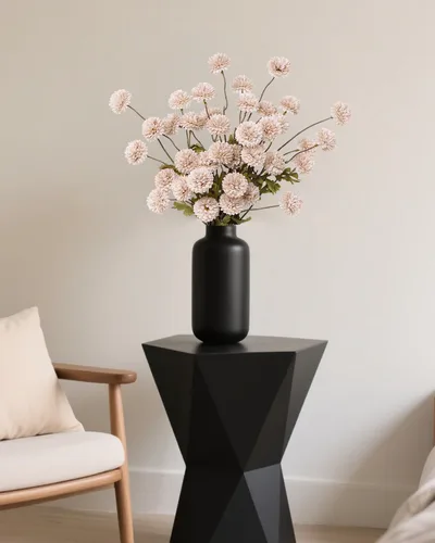 Vista 5 de DuHouse 6 piezas de flores artificiales de seda falsa pompón crisantemo, pequeña mini bola de crisantemo de seda con tallos para bodas DIY arreglos