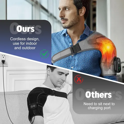 Vista 3 de Cordless Shoulder Heating Pad with Massage, Heated Shoulder Wrap for Pain Relief, Heated Shoulder Brace Shoulder Massager for Frozen Shoulder Relief