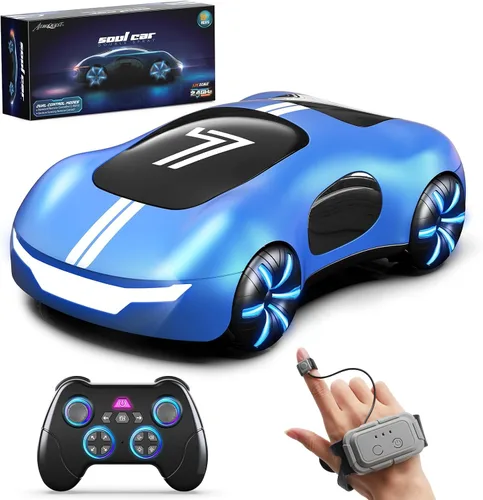 AEROQUEST Coche de Control Remoto con Detección de Gestos, Coche de Acrobacias RC con Derrape con Luz, Spray y Sonido, 2.4GHz Juguetes RC de