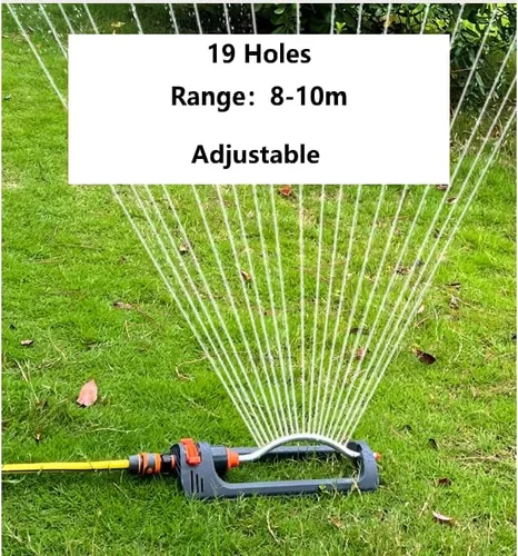 Vista 5 de Aspersor oscilante para césped, 19 boquillas de latón, rango de cobertura de 26 a 33 pies