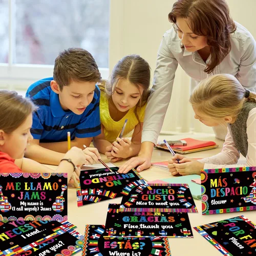 Vista 5 de Supervitae 16 pósteres en español, decoración para el aula, palabras en español, frases, póster bilingüe de lenguaje educativo, tablón de anuncios