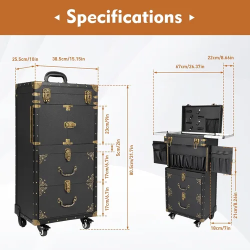 Vista 9 de Caja de herramientas con cierre para salón de belleza, caja de tren de maquillaje, maleta con soporte para secador de pelo, caja de herramientas