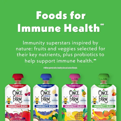 Vista 8 de Once Upon a Farm Mezcla de inmunidad de espirulina de plátano y mango orgánico, bolsa de 3.2 onzas
